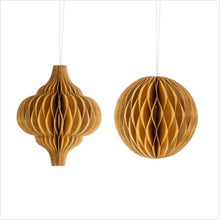 Load image into Gallery viewer, Paper honeycomb hanging dec - kraft/gold
