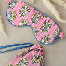 Load image into Gallery viewer, Block print floral print eye mask &amp; bag
