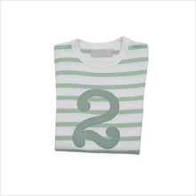 Load image into Gallery viewer, No 2 T-shirt - Seafoam &amp; white breton stripe
