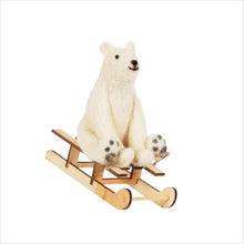 Load image into Gallery viewer, Woolly sledging polar bear Xmas dec
