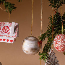 Load image into Gallery viewer, White &amp; gold papier mache baubles
