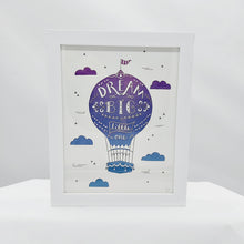 Load image into Gallery viewer, Dream big hot air balloon... blue A5 white framed print
