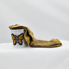 Load image into Gallery viewer, Socks in a tin (large) - golden butterfly Tokyo ivy
