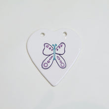 Load image into Gallery viewer, Butterfly handmade ceramic heart
