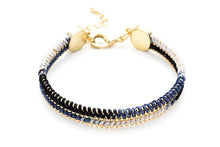 Load image into Gallery viewer, Handmade Hulusai black &amp; gold woven bracelet

