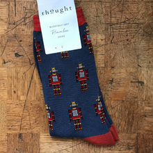 Load image into Gallery viewer, Robot socks - blue slate
