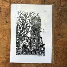 Load image into Gallery viewer, St Albans Cathedral linocut card
