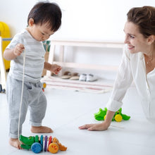 Load image into Gallery viewer, Rainbow wooden alligator toy
