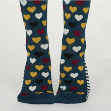 Load image into Gallery viewer, Eileen heart stripe bamboo socks - teal blue
